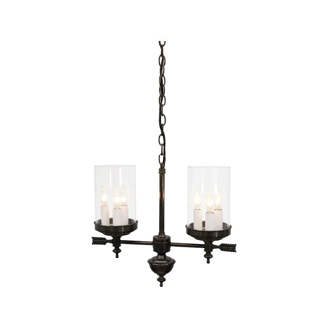 Berkshire Two Arm Chandelier - Tall Glass