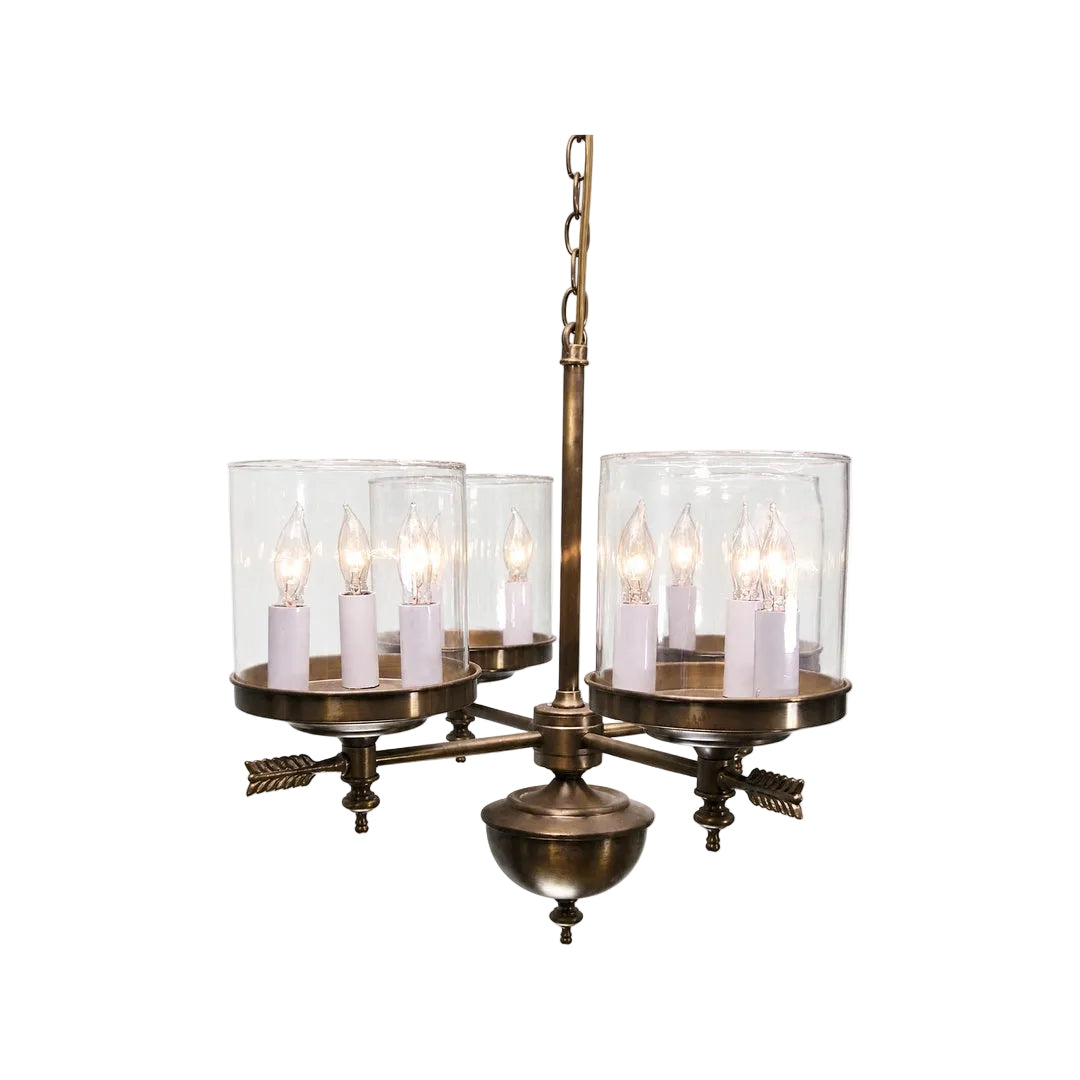 Berkshire Four Arm Chandelier - Tall Glass