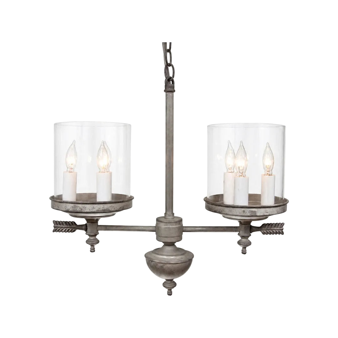 Berkshire Two Arm Chandelier -Short Glass