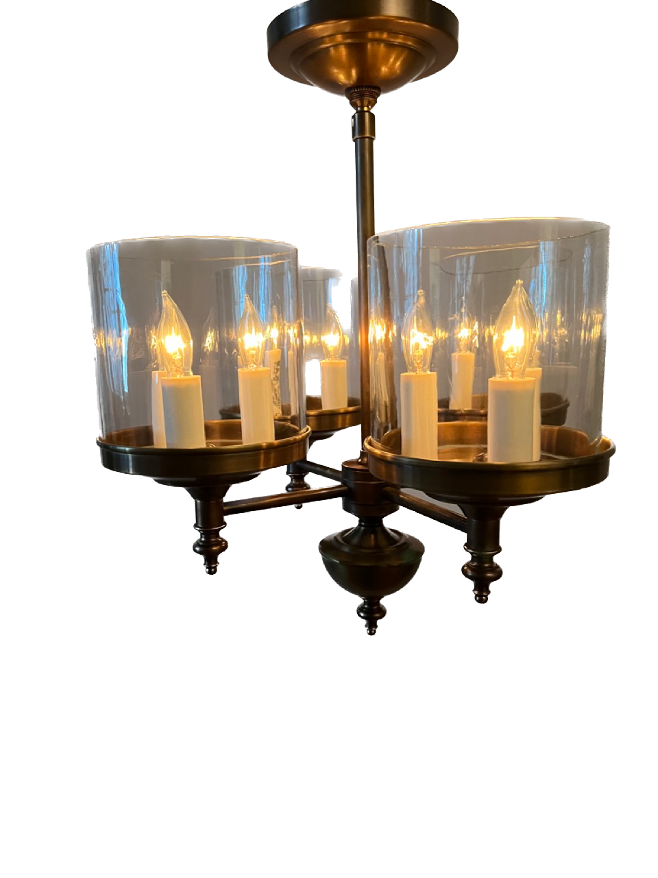 Custom Berkshire Four Arm Chandelier - Short Glass, Drop Stem Pendant
