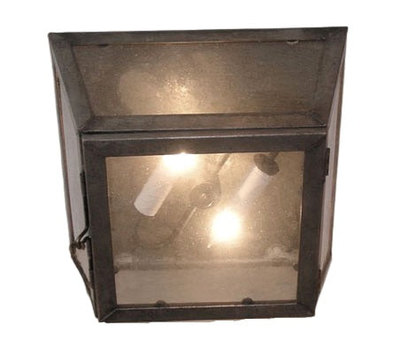 Glasgow Flush Mount Ceiling Lantern - Gunmetal Finish, Pane Glass