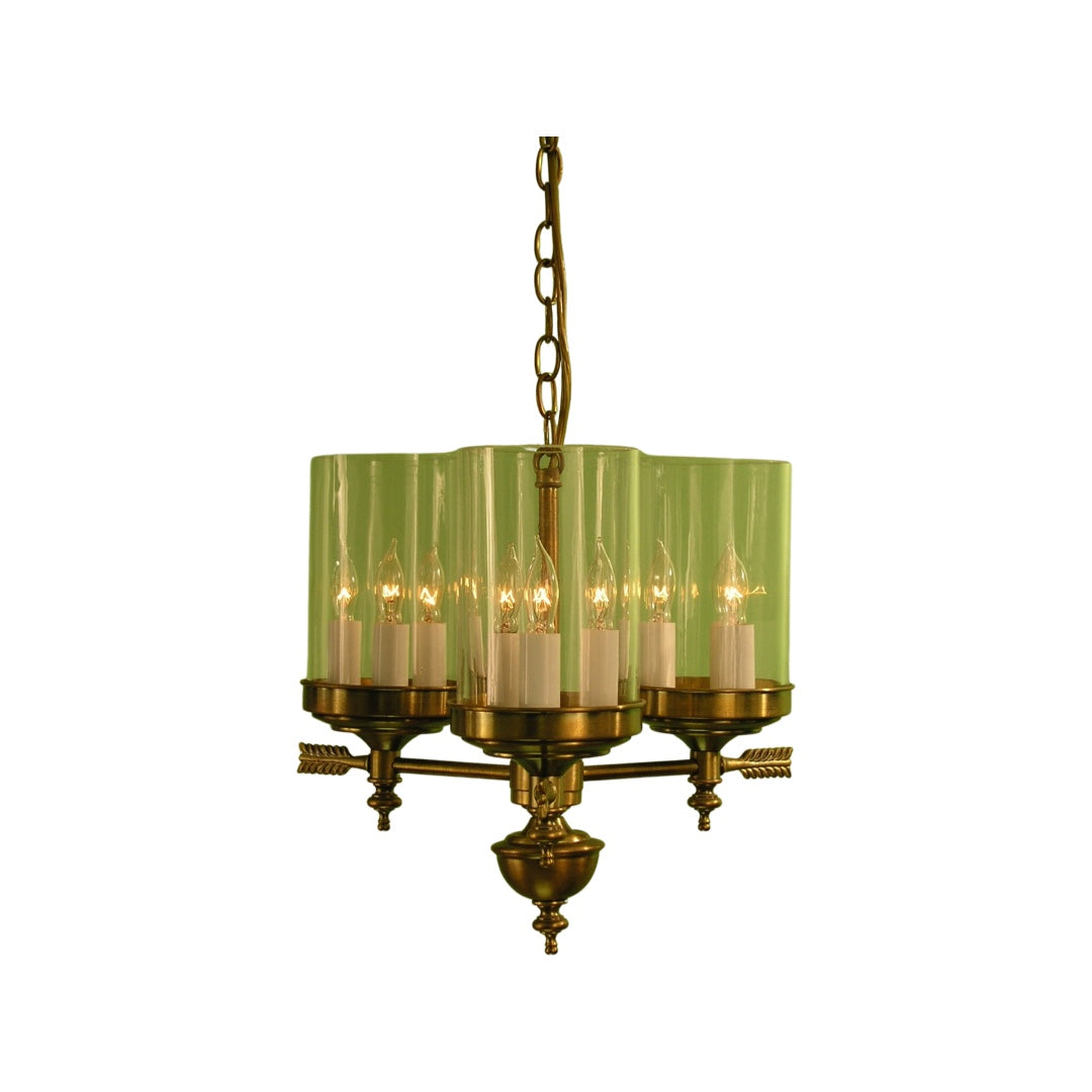 Berkshire Three Arm Chandelier- Tall Glass