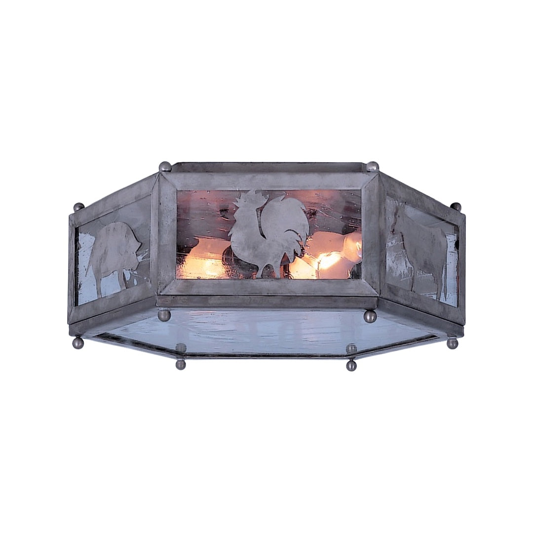 Mission Hill Flush Mount Lantern - Large w/ Silhouettes