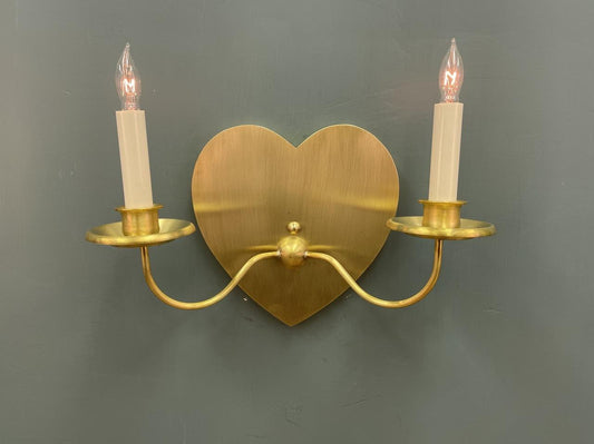 Burnished Brass Heart Sconce - Two Arm