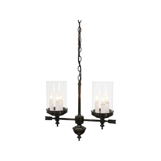 Berkshire Two Arm Chandelier - Tall Glass