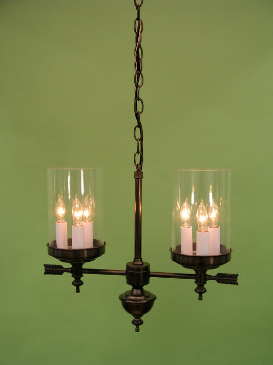 Berkshire Two Arm Chandelier - Tall Glass