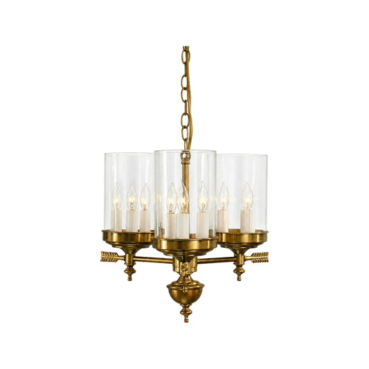 Berkshire Three Arm Chandelier- Tall Glass