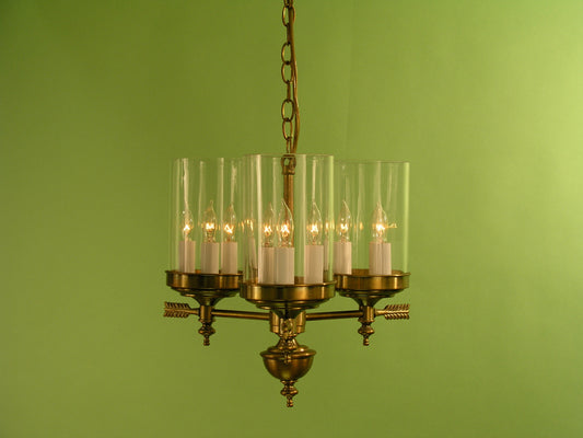 Berkshire Three Arm Chandelier- Tall Glass