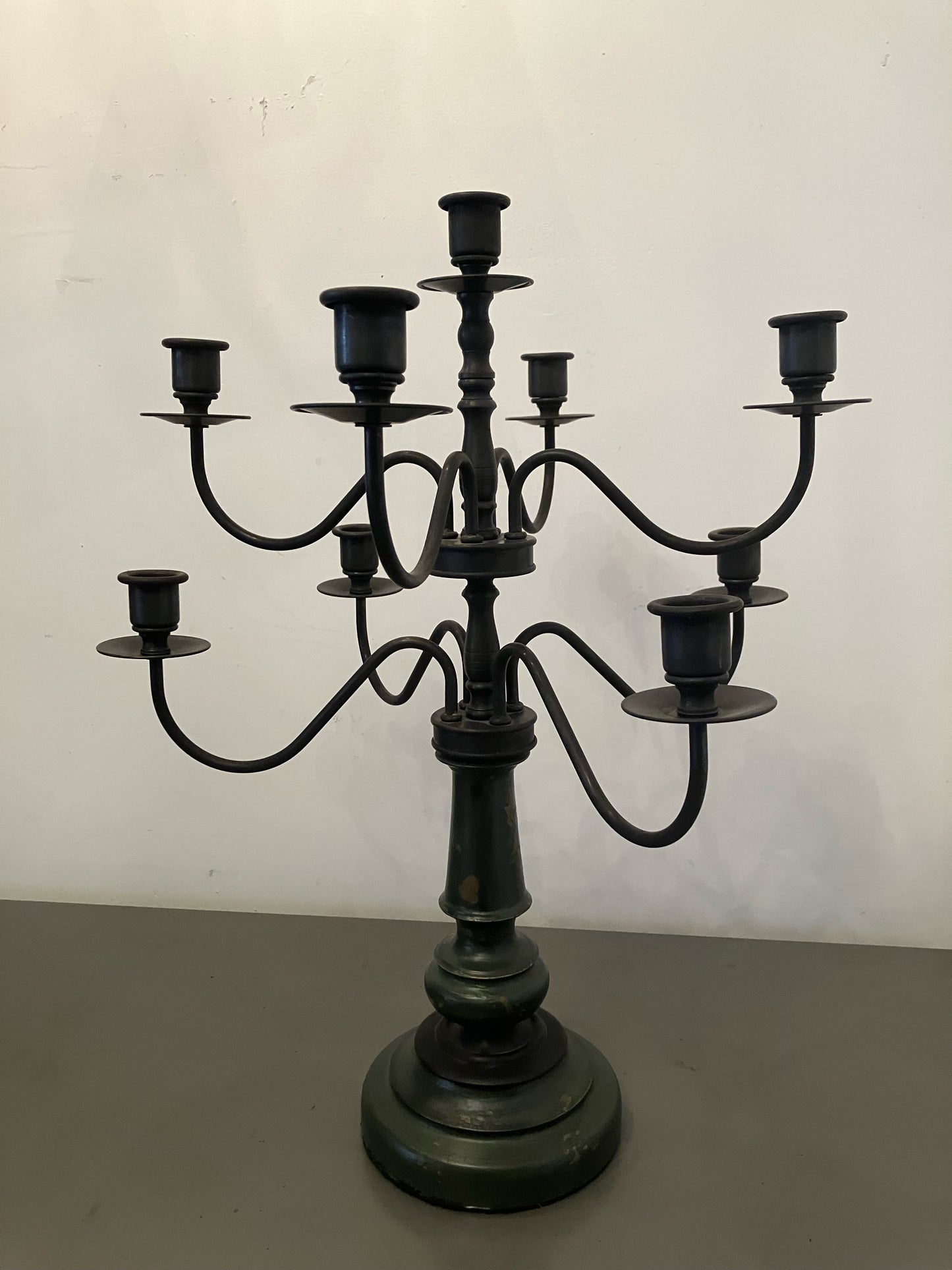 Custom Green Painted Candelabrum - 9 Arm
