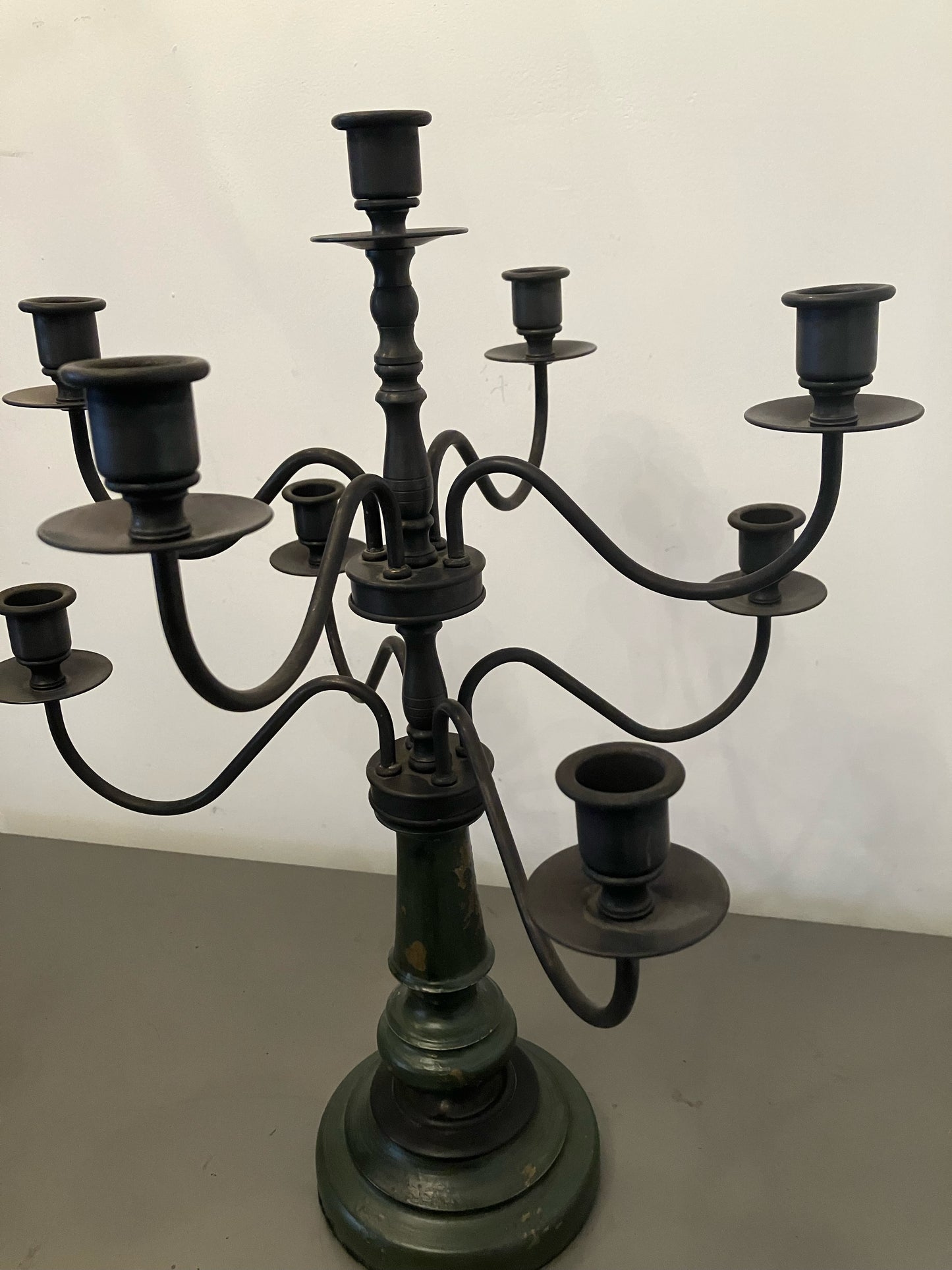 Custom Green Painted Candelabrum - 9 Arm