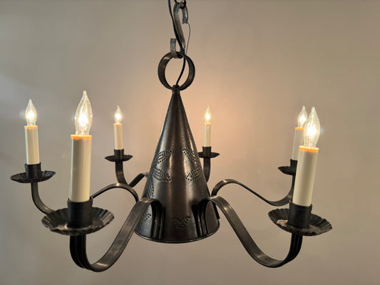 Perforated Witches Hat Chandelier - Darkened Terne