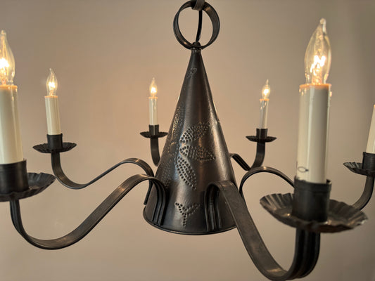 Perforated Witches Hat Chandelier - Darkened Terne
