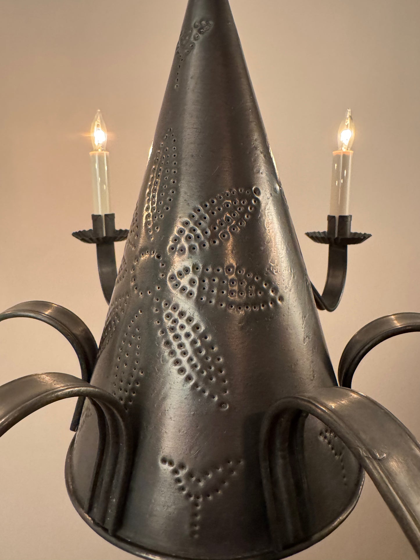 Perforated Witches Hat Chandelier - Darkened Terne