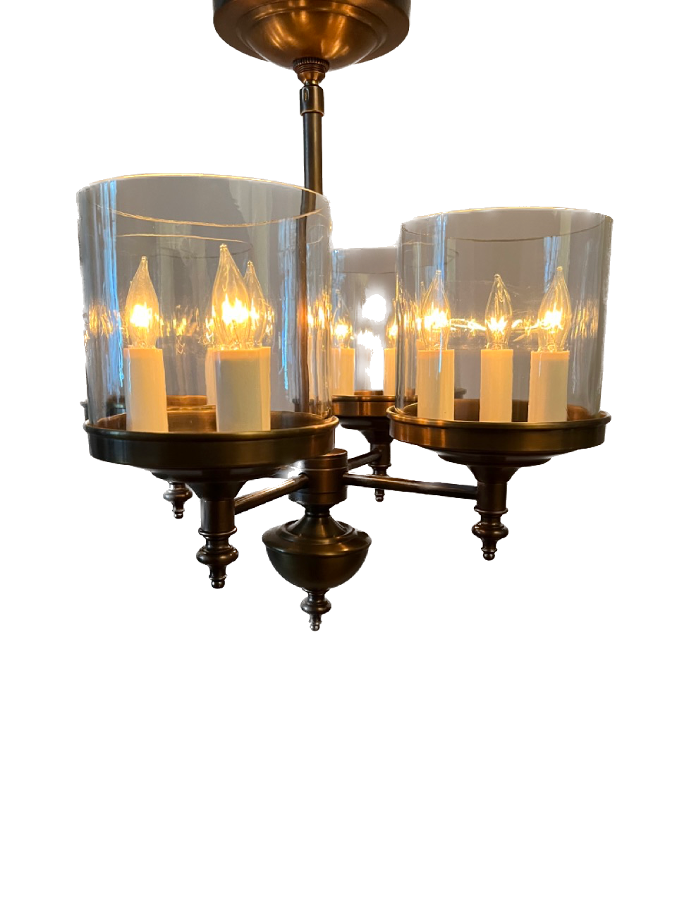 Custom Berkshire Four Arm Chandelier - Short Glass, Drop Stem Pendant
