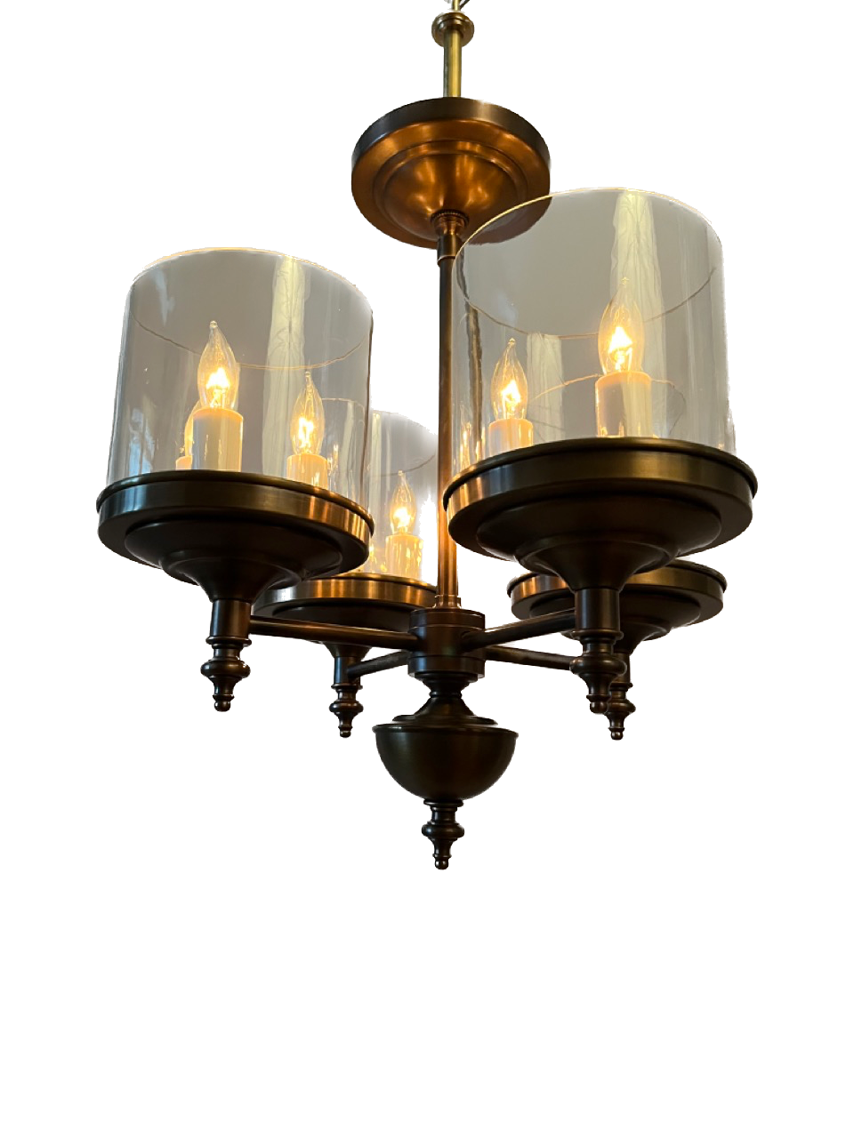 Custom Berkshire Four Arm Chandelier - Short Glass, Drop Stem Pendant