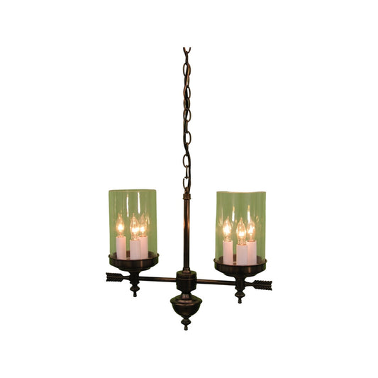 Berkshire Two Arm Chandelier - Tall Glass